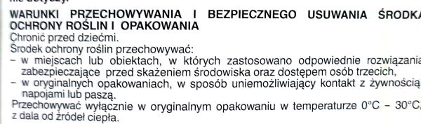 przechowywanie śor na etykiecie środka