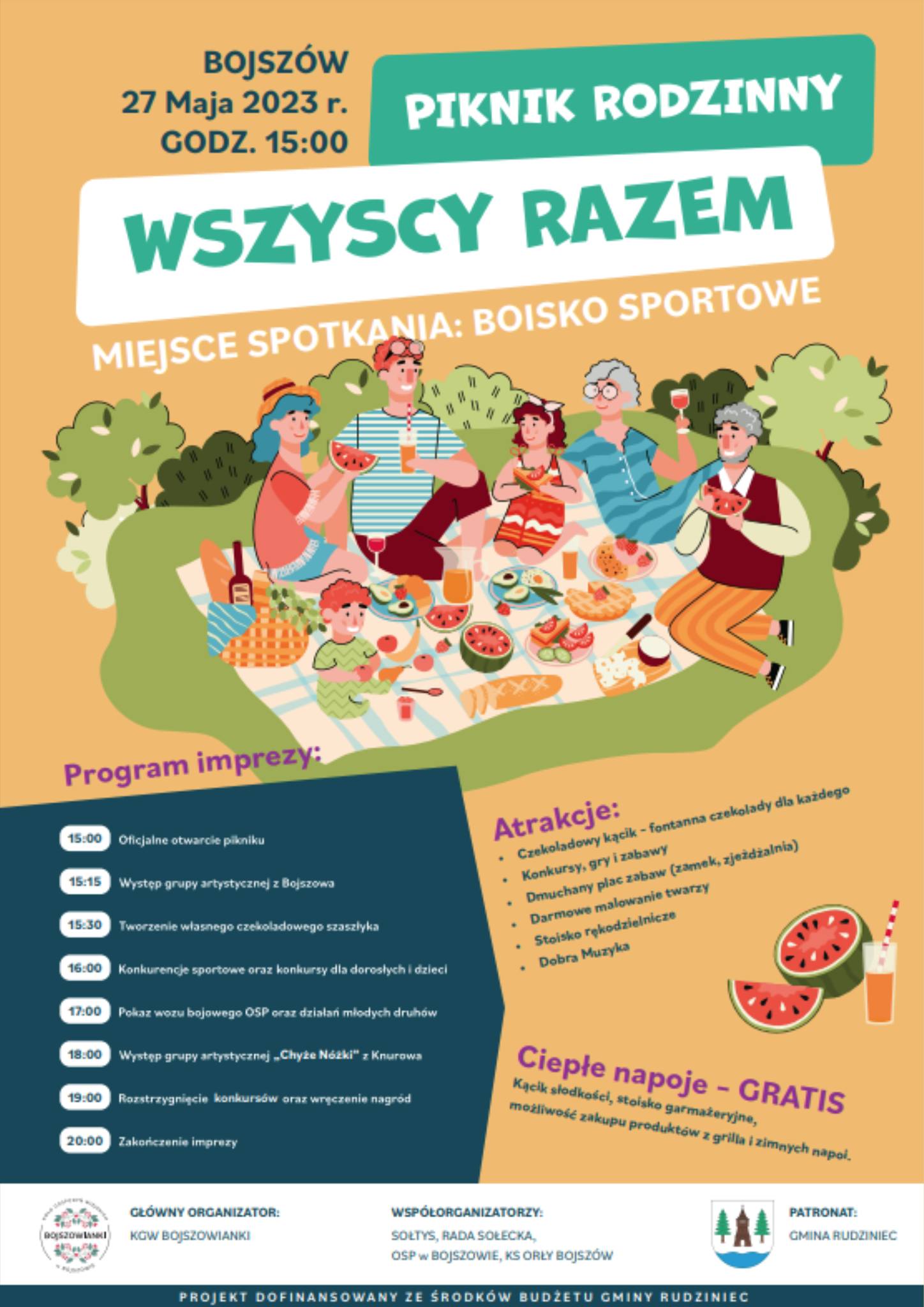 piknik rodzinny wszyscy razem bojszów