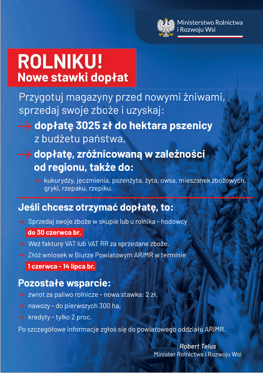 rolniku nowe stawki